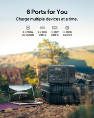 Portable Power Station, 448Wh Solar Generator LiFePO4 Battery Backup w/ 2 700W A