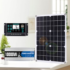 USA 10000W 110V Power Inverter Solar Generator W/ 500W Solar Panel Home Complete