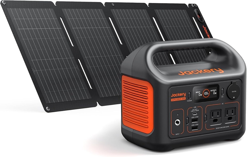 Jackery Solar Generator 300, 292Wh Power Station with 40W Solar Panel, 300W Pure