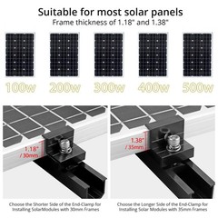 Solar Panel Mounting Brackets, Included 10 x 4.72 in Rails + 4 end Clamps + 6…