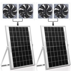 Glooglitter 2 Set Solar Fan for Greenhouse, 10 W Solar Panel Fan Kit with Bra…