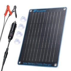 10W 12V Solar Panel Car Battery Trickle Charger & Maintainer with Cigarette L…