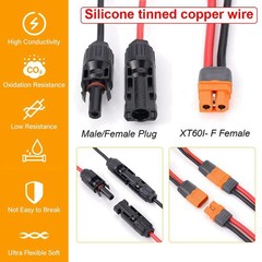 Solar Cable XT60I-F Adapter 12AWG Cable Connector Extension Wire for Solar2967