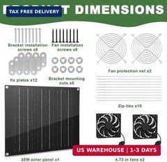 Solar Fan, 30W Solar Powered Fan, Solar Panel Fan Kit, IPX7 Waterproof Fans Exha