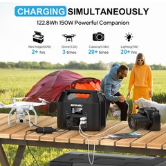 Portable Power Station 122.8Wh, LiFePO4 Battery Solar Generator for Home Use,…