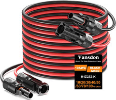 2X20 Feet Solar Panel Extension Cable, 10AWG Solar Cable, Solar Panel Cable with