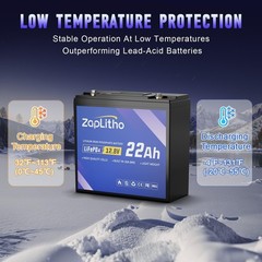 Upgraded 12V 22Ah Lithium Battery LiFePO4, LCD Voltage Diaplay & 30A BMS, Dee…