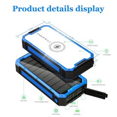 Solar Power Bank Waterproof wireless 36800mAh Fastest Charger 4USB Charging Port
