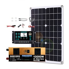 10000W Solar Kit 500W Panel 100A MPPT Controller DC Cable 12V/24V to 220V/110V