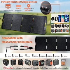 Foldable Solar Panel 100W 200W USB & DC Output for Power Station RV Caravan Boat