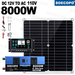 Solar Full Kit 8000w 110v Inverter 300W Solar Panel Home 100A Controller System
