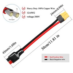 12AWG 45A Connector to XT60 Female Extension Cable Solar Panel to Lithium Bat…