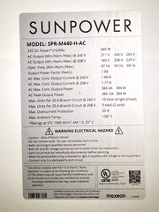 New SunPower Maxeon 440W AC solar panels w/ micro inverters, model SPR-M440-H-AC