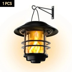 1pcs Solar Hanging Lantern Outdoor Flickering Flames Waterproof Heavy Glass