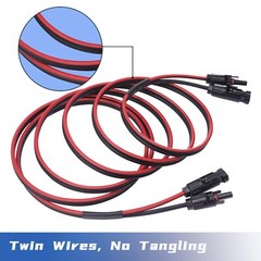 Solar Cable 20 Feet 2×12 Awg Twin Wire Solar Extension Cable Copper Strand With