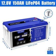 PFCTART 150AH LiFePO4 Lithium Battery Built-in Smart BMS for Solar RV Camping US