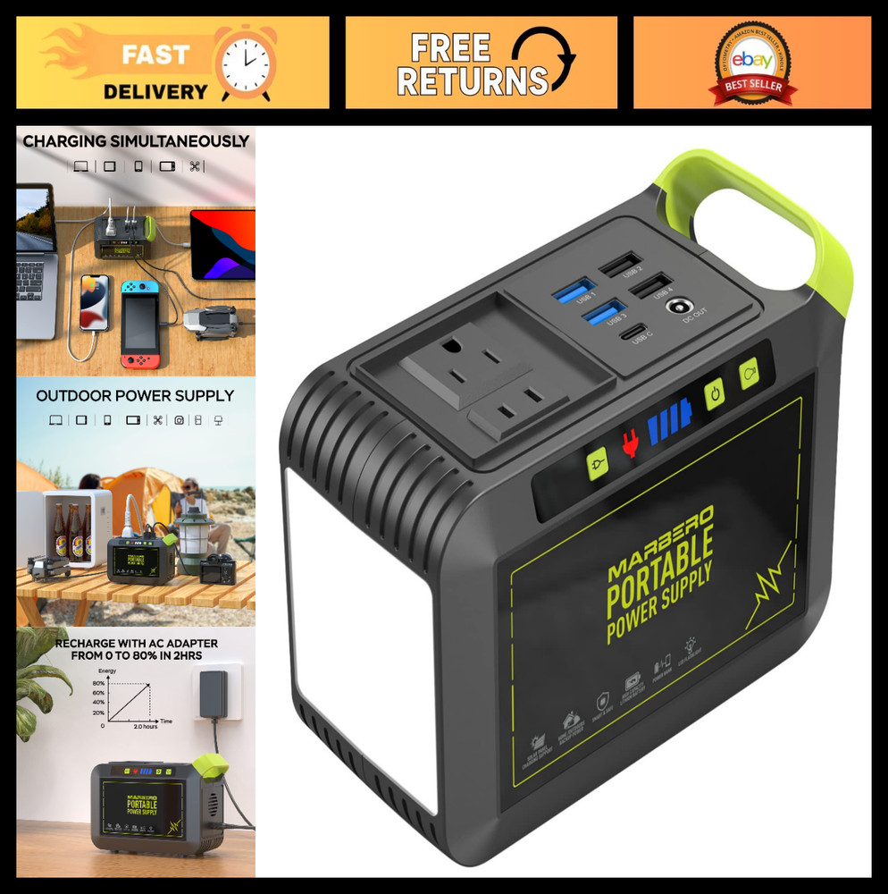 Portable Power Station 88Wh Lithium Battery Solar Generator Fast Charging AC Out