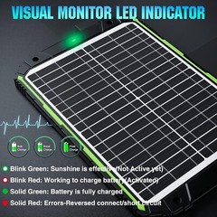 Sun Energise 20W 12V Solar Powered Battery Charger & Maintainer, Built-in Smart