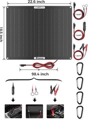 50W Solar Battery Charger: 12V Solar Car Battery Trickle Maintainer – with MPPT