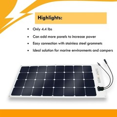Great For Camper Van, Made in France 100-watt SunPower Flexible Solar Panel