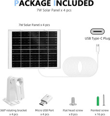 4 Pack 8W Solar Panel Charger Compatible with Arlo Essential Solar Panel Charger