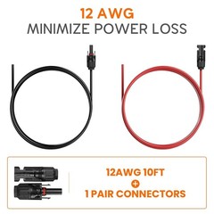 12awg 10ft Solar Cable Xt60 Charge Extension Cable with Free 10-in-1 Solar