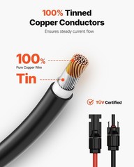 VEVOR 50Ft Solar Panel Extension Cable 10Awg 6Mm2 Set Of 2