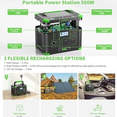 500W/519Wh LiFePO4 Lithium Battery Portable Power Station Outdoor Power Sup⁣ply