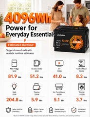 12V 320Ah Mini LiFePO4 Lithium Battery Cycle Deep BMS for Solar RV Off-grid Boat