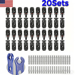 20 Sets Male Female M/F Solar Cable Connectors Waterproof for Solar Panel 30A