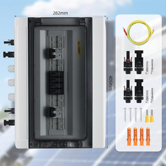 Solar Combiner Box,50A 500V Junction Box IP65 Waterproof 4 String 4 in 2 Out PV