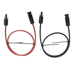 1 Pair 10 AWG 3 Feet Black + Red Solar Panel Extension Cable Wire Connector