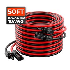 50FT Solar Panel Extension Cable 10AWG with Waterproof Connectors for RV, Home,
