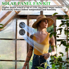 2 Sets 25W 12V Solar Powered Fan for Chicken Coop Waterproof Solar Panel Exhaust