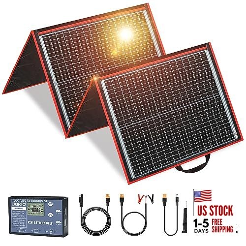 150W Portable Foldable Solar Panel Kit, Compact 21x20in Design 7.3lb 150W 18V