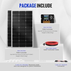 100W Monocrystalline Solar Panel Kit with 30A PWM Controller – 12V/24V Off-Grid