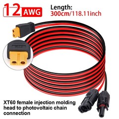 12 AWG XT60 Female to Solar Connector Solar Panel Extension Charging Cable Red