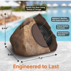 Homewell Outdoor Rock Speaker Solar-Powered Wireless Bluetooth 5.0 Outdoor