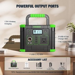 Portable Power Station 330W 288.6Wh Solar Generator with 60W USB-C PD Fast Ch…