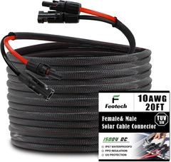 Twin Wire 20FT Solar Extension Cable – 10AWG (6Mm²) Solar Panel Connector, with