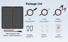 30W Solar Battery Maintainer 12V Small Portable Solar Panel Battery Charger