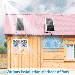 Glooglitter 2 Set Solar Fan for Greenhouse, 10 W Solar Panel Fan Kit with Bra…