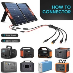 4-in-1 Solar Extension Cable Anderson XT60 DC7909 DC5521 for Portable Power Stat