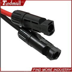 Findmall 5 Feet 10AWG Black + Red Solar Panel Extension Cable Wire Connector