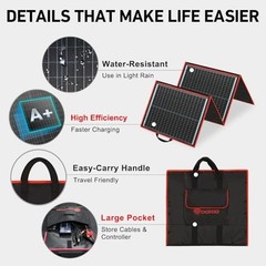150W Portable Foldable Solar Panel Kit, Compact 21x20in Design 150W 19x21in