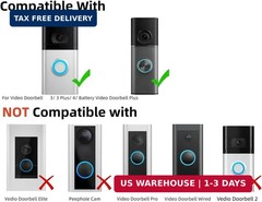 Solar Panel Charger Compatible with Ring Video Doorbell 3/3+/4, Battery Video Do
