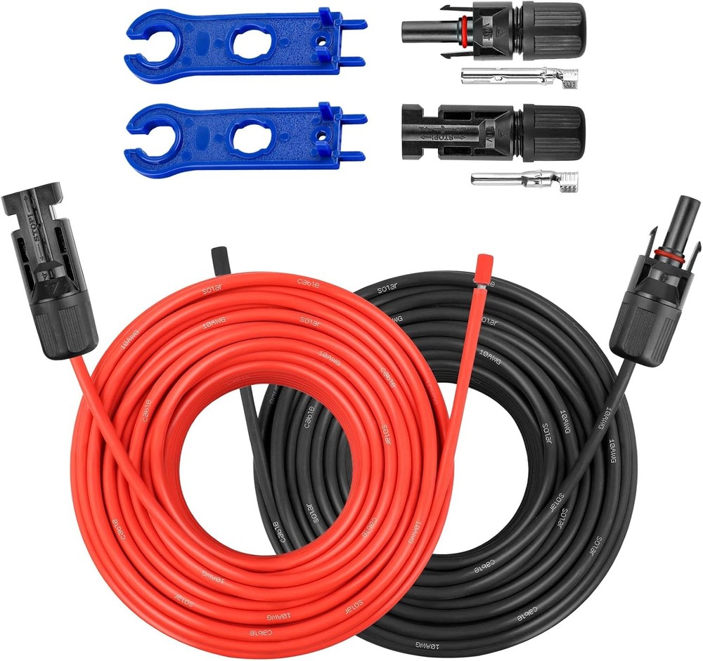 MOOKEERF 10AWG Solar Extension Cable 100FT Red+Black