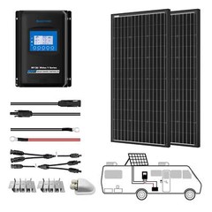 ACOPOWER 12V/24V 200W Mono Solar RV Kits, 30A MPPT Charge Controller (2x100W 30A