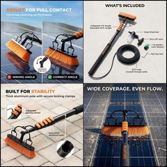 Briliantwerk 20ft Solar Panel Cleaning Brush Water Fed Pole Soap Dispenser Kit