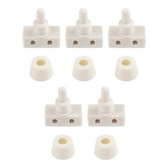 White Selflocking Push Button Switch Plastic 2A 250V for Lamp 5 Pieces Pack